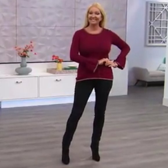DG2 Quad Blend Metallic Bell Cuff Sweater - Picture 1 of 8